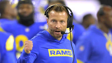 Dec 28, 2024; Inglewood, California, USA;  Los Angeles Rams head coach Sean McVay on the sidelines in the second half against the Arizona Cardinals at SoFi Stadium. Mandatory Credit: Jayne Kamin-Oncea-Imagn Images