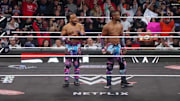 Xavier Woods and Kofi Kingston, known professionally as "The New Day," on WWE Raw on Feb. 3, 2025.