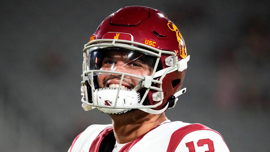 USC Trojans quarterback Caleb Williams (13) during the pregame warmup before playing the Arizona State Sun Devils at Mountain America Stadium in Tempe on Sept. 23, 2023. USC Trojans quarterback Caleb Williams (13) during the pregame warmup before playing the Arizona State Sun Devils at Mountain America Stadium in Tempe on Sept. 23, 2023.