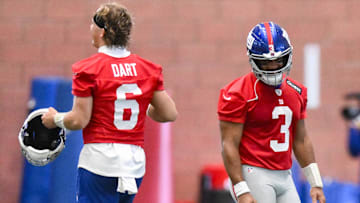 New York Giants QB Jaxson Dart, Russell Wilson