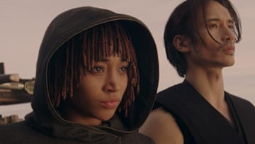 (L-R): Osha Aniseya (Amandla Stenberg) and the Stranger Qimir (Manny Jacinto) in Lucasfilm's Star Wars: THE ACOLYTE, season one, exclusively on Disney+. ©2024 Lucasfilm Ltd. & TM. All Rights Reserved.