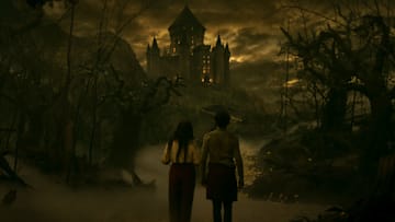 (L-R) Agatha Harkness (Kathryn Hahn) and Billy Maximoff (Joe Locke) in Marvel Television's AGATHA ALL ALONG, exclusively on Disney+. Photo courtesy of Marvel Television. © 2024 MARVEL.