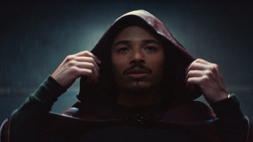 Parker Robbins/The Hood (Anthony Ramos) in Marvel Television's IRONHEART, exclusively on Disney+. Photo courtesy of Marvel. © 2025 MARVEL. All Rights Reserved.