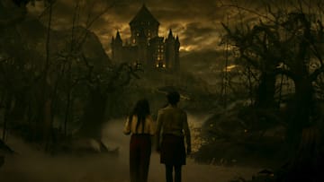(L-R) Agatha Harkness (Kathryn Hahn) and Billy Maximoff (Joe Locke) in Marvel Television's AGATHA ALL ALONG, exclusively on Disney+. Photo courtesy of Marvel Television. © 2024 MARVEL.