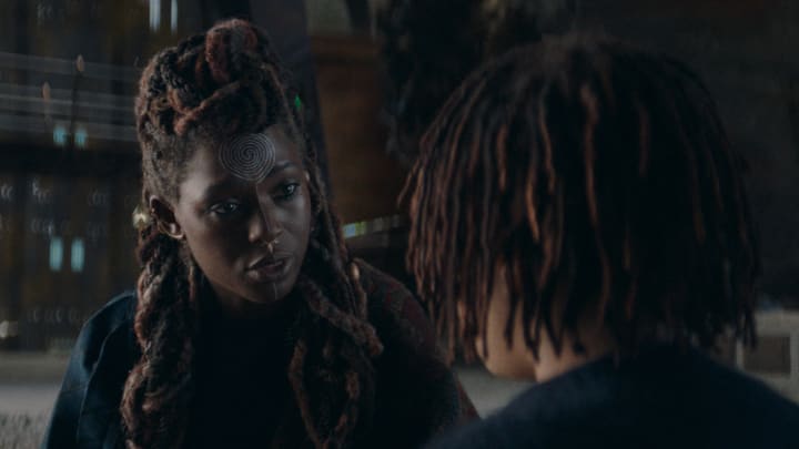 (L-R): Mother Aniseya (Jodie Turner-Smith) and Mae (Amandla Stenberg) in Lucasfilm's THE ACOLYTE, exclusively on Disney+. ©2024 Lucasfilm Ltd. & TM. All Rights Reserved.