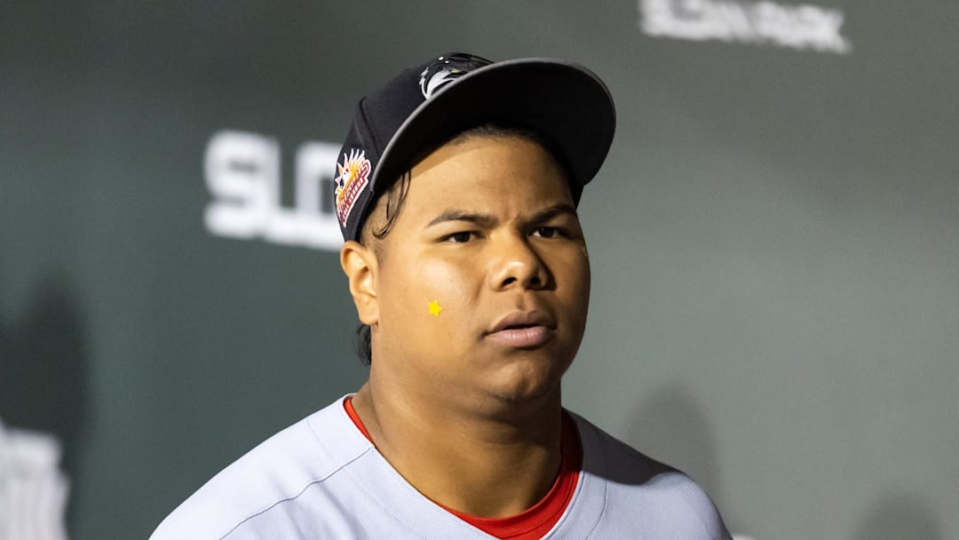 Nov 9, 2025; Mesa, AZ, USA; Cincinnati Reds catcher Alfredo Duno during the Arizona Fall League Fall Stars Game at Sloan Park. Mandatory Credit: Mark J. Rebilas-Imagn Images