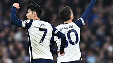 Son and Bentancur together during Tottenham's game against Ipswich Town