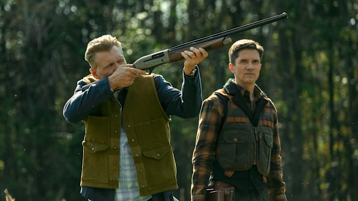 The Waterfront. (L to R) Holt McCallany as Harlan Buckley, Topher Grace as Grady in episode 106 of The Waterfront