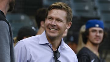 Sep 1, 2023; Chicago, Illinois, USA;  Chicago White Sox Vice President/General Manager Chris Getz before the team   s game at Guaranteed Rate Field. Mandatory Credit: Matt Marton-Imagn Images