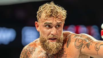 Jake Paul is closing in to strike Julio Chavez Jr.'s face at the Honda Center in Anaheim California on June 29th, 2025.