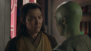 (L-R): Master Sol (Lee Jung-jae) and Vernestra Rwoh (Rebecca Henderson) in Lucasfilm's THE ACOLYTE, season one, exclusively on Disney+. ©2024 Lucasfilm Ltd. & TM. All Rights Reserved.