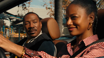 Beverly Hills Cop: Axel F. (L to R) Eddie Murphy as Axel Foley and Taylour Paige as Jane Saunders in Beverly Hills Cop: Axel F. Cr. Courtesy of Netflix © 2024