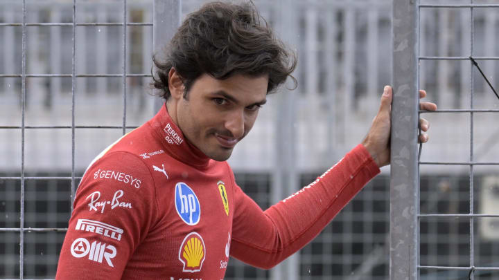 Jun 7, 2024; Montreal, Quebec, CAN; Ferrari driver driver Carlos Sainz (ESP) in the pit lane during the practice session at Circuit Gilles Villeneuve. Mandatory Credit: Eric Bolte-USA TODAY Sports