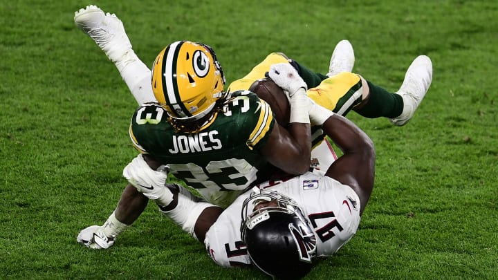 Aaron Jones has a hamstring injury, but if he plays he's a must stop player for the Packers.
