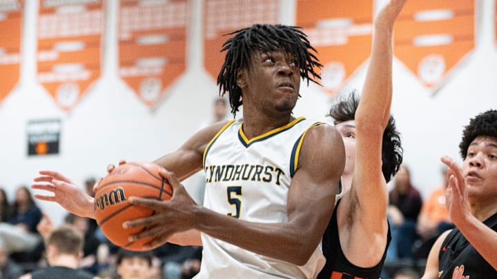 Jan 31, 2026; Tenafly, New Jersey, USA; Tenafly vs. Lyndhurst during the Bergen Jamboree boys basketball tournament at Tenafly High School. L #5 Sam Ijeh. Jan 31, 2026; Tenafly, New Jersey, USA; Tenafly vs. Lyndhurst during the Bergen Jamboree boys basketball tournament at Tenafly High School. L #5 Sam Ijeh.