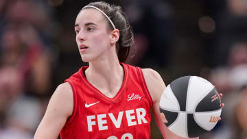 Indiana Fever guard Caitlin Clark rushes up the court during a game against the Atlanta Dream on June 13.