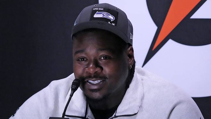 Seattle Seahawks defensive tackle Jarran Reed during Opening Night for Super Bowl LX