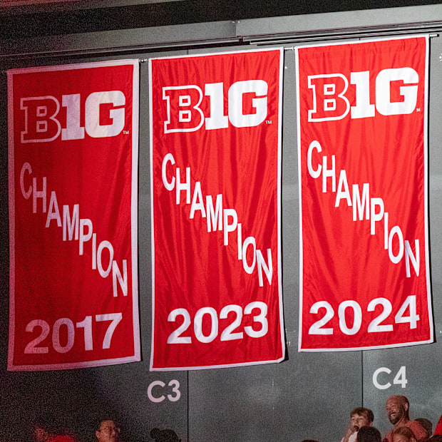 Nebraska Volleyball's Big Ten Championship banner from the 2024 season was unveiled during the Red-White Scrimmage.