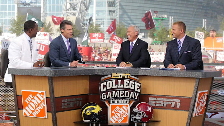 A general view of the set of ESPN College Gameday before the game between the Alabama Crimson Tide and the Michigan Wolverines