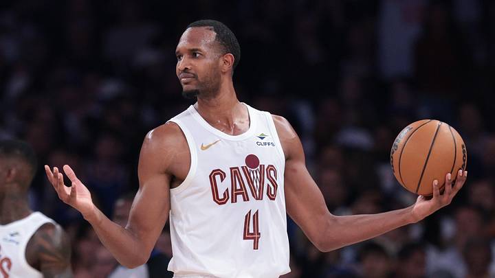May 21, 2026; New York, New York, USA; Cleveland Cavaliers center Evan Mobley (4) reacts during the second quarter of the eastern conference finals of the 2026 NBA playoffs against the New York Knicks at Madison Square Garden. Mandatory Credit: Vincent Carchietta-Imagn Images