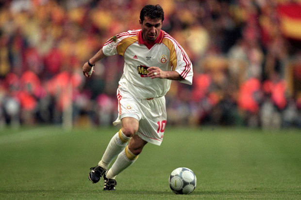 Gheorghe Hagi in action for Romania.