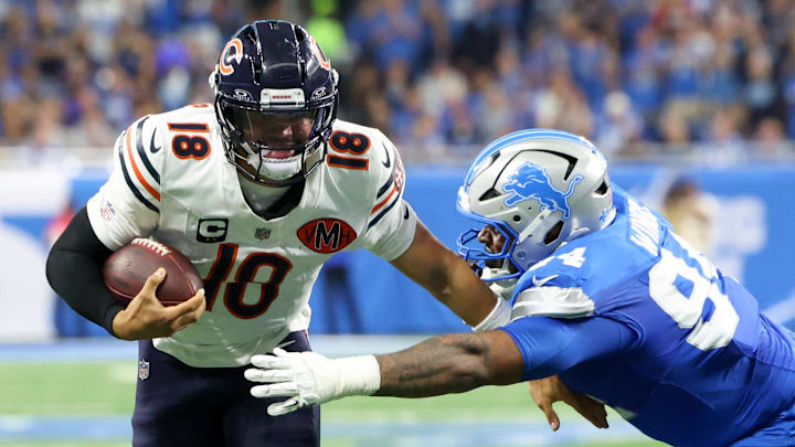 Caleb Williams and the Bears are home favorites against the Lions in NFL Week 18 action.