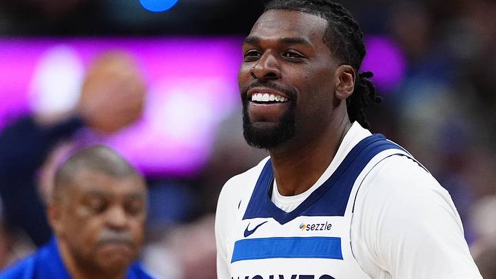 Apr 20, 2026; Denver, Colorado, USA; Minnesota Timberwolves center Naz Reid (11) reacts before the game against the Denver Nuggets during game two of the first round of the 2026 NBA Playoffs at Ball Arena. Mandatory Credit: Ron Chenoy-Imagn Images