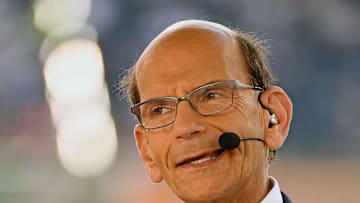 Jan 1, 2019; Orlando, FL, USA; SEC Network analyst Paul Finebaum speaks prior to the 2019 Citrus Bowl between the Penn State Nittany Lions and the Kentucky Wildcats at Camping World Stadium. Mandatory Credit: Jasen Vinlove-Imagn Images