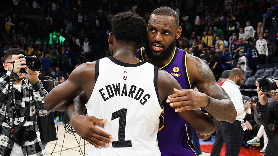 Anthony Edwards and LeBron Jame