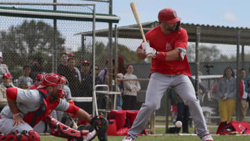 Feb 19, 2024; Jupiter, FL, USA; St. Louis Cardinals first baseman Paul Goldschmidt (46) takes