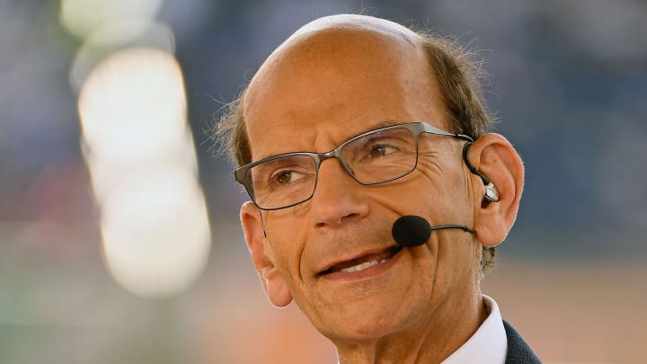 Jan 1, 2019; Orlando, FL, USA; SEC Network analyst Paul Finebaum speaks prior to the 2019 Citrus Bowl between the Penn State Nittany Lions and the Kentucky Wildcats at Camping World Stadium. Mandatory Credit: Jasen Vinlove-USA TODAY Sports