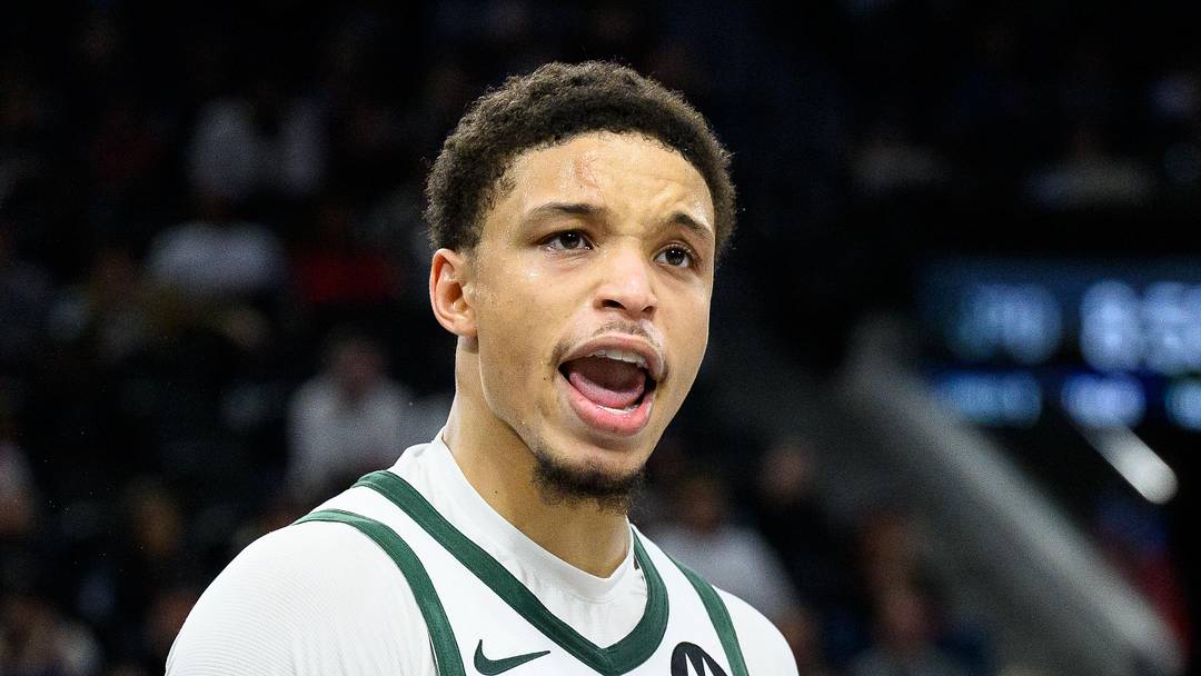 Mar 23, 2026; Inglewood, California, USA; Milwaukee Bucks guard Ryan Rollins (13) reacts during the second half against the Los Angeles Clippers at Intuit Dome. Mandatory Credit: William Liang-Imagn Images