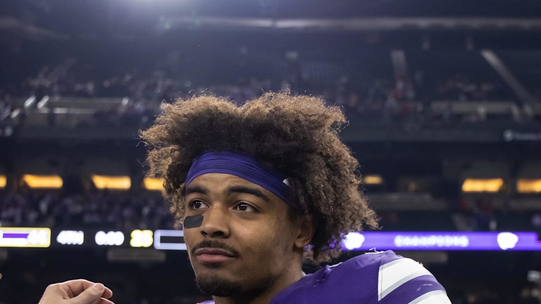 Dec 26, 2024; Phoenix, AZ, USA; Kansas State Wildcats running back Dylan Edwards (3) against the Rutgers Scarlet Knights during the Rate Bowl at Chase Field. Mandatory Credit: Mark J. Rebilas-Imagn Images