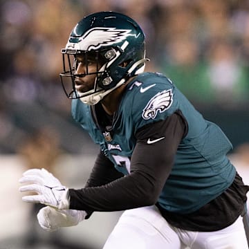 Oct 16, 2022; Philadelphia, Pennsylvania, USA; Philadelphia Eagles linebacker Haason Reddick (7) in action against the Dallas Cowboys at Lincoln Financial Field. Mandatory Credit: Bill Streicher-Imagn Images