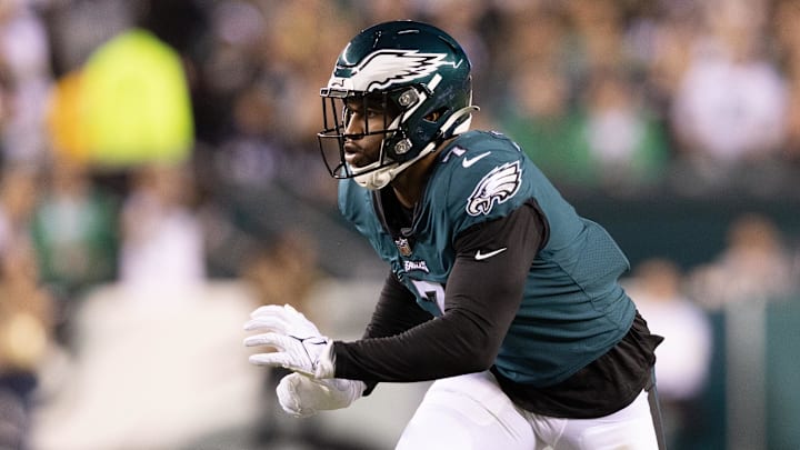 Oct 16, 2022; Philadelphia, Pennsylvania, USA; Philadelphia Eagles linebacker Haason Reddick (7) in action against the Dallas Cowboys at Lincoln Financial Field. Mandatory Credit: Bill Streicher-Imagn Images