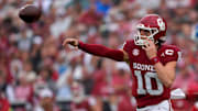 Oklahoma quarterback John Mateer throws a pass against Mississippi. The Sooners face Tennessee in a key matchup this week.