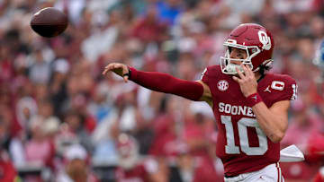 Oklahoma quarterback John Mateer throws a pass against Mississippi. The Sooners face Tennessee in a key matchup this week.
