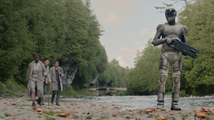 Noma Dumezweni, Sabrina Wu, Tattiawna Jones and Alexander Skarsgård in "Murderbot," now streaming on Apple TV+.