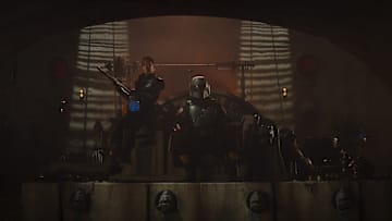 Fennec Shand (Ming-Na Wen) and Boba Fett (Temuera Morrison) in Lucasfilm's Star Wars THE MANDALORIAN, season two, exclusively on Disney+. © 2020 Lucasfilm Ltd. & ™. All Rights Reserved.