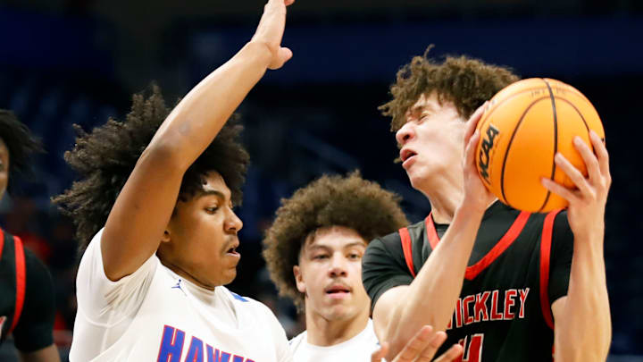 Jeannette's Xavier Odorisio-Farrow attempts to prevent Sewickley Academy's Lucas Grimsley from getting to the rim Friday night at the WPIAL Class 2A championship game at Petersen Events Center. Jeannette's Xavier Odorisio-Farrow attempts to prevent Sewickley Academy's Lucas Grimsley from getting to the rim Friday night at the WPIAL Class 2A championship game at Petersen Events Center.