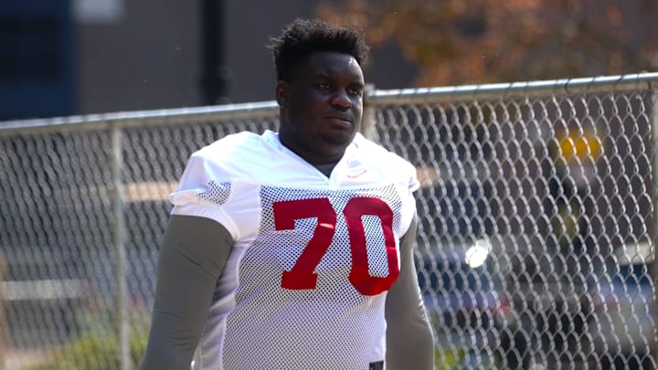 FSU football players walk into the first spring practice of the spring season on Wednesday, March 19, 2025