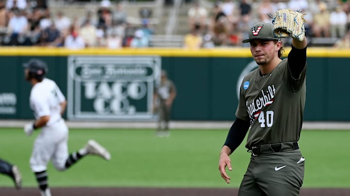 Vanderbilt pitcher Austin Nye reacts after a solo run home by Wright State's Luke Arnold Vanderbilt pitcher Austin Nye reacts after a solo run home by Wright State's Luke Arnold