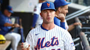 Aug 12, 2025; New York City, New York, USA;  New York Mets first baseman Pete Alonso (20) at Citi Field. Mandatory Credit: Wendell Cruz-Imagn Images