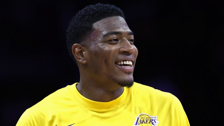 Apr 3, 2024; Washington, District of Columbia, USA; Los Angeles Lakers forward Rui Hachimura on court during warmup prior to the game against the Washington Wizards at Capital One Arena. Mandatory Credit: Geoff Burke-USA TODAY Sports