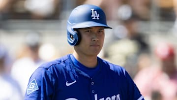 Mar 2, 2025; Phoenix, Arizona, USA; Los Angeles Dodgers designated hitter Shohei Ohtani (17) against the Chicago White Sox during a spring training game at Camelback Ranch-Glendale. Mandatory Credit: Mark J. Rebilas-Imagn Images
