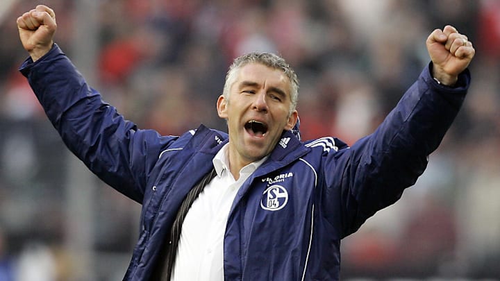 Schalke's trainer Mirko Slomka celebrate