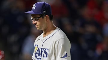 Tampa Bay Rays starting pitcher Joe Boyle (36) leaves a game against the St. Louis Cardinals in the fifth inning at George M. Steinbrenner Field. 