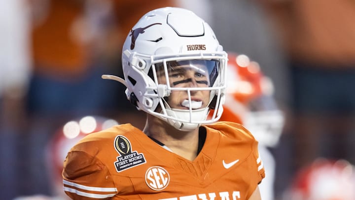 Dec 21, 2024; Austin, Texas, USA; Texas Longhorns defensive back Michael Taaffe (16) against the Clemson Tigers during the CFP National playoff first round at Darrell K Royal-Texas Memorial Stadium. Mandatory Credit: Mark J. Rebilas-Imagn Images