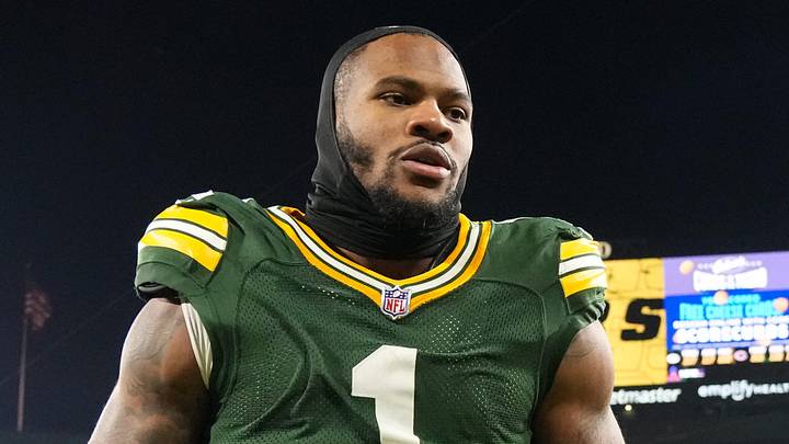 Green Bay Packers defensive end Micah Parsons (1) jogs off the field following a 2025 game against the Chicago Bears