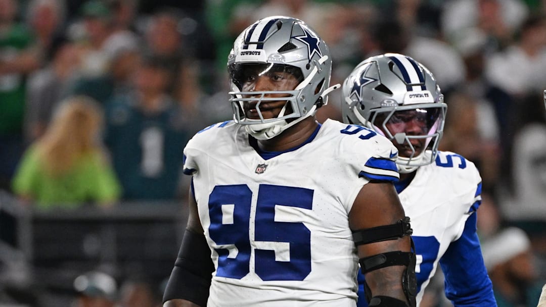 Sep 4, 2025; Philadelphia, Pennsylvania, USA; Dallas Cowboys defensive tackle Kenny Clark (95) against the Philadelphia Eagles at Lincoln Financial Field. Mandatory Credit: Eric Hartline-Imagn Images